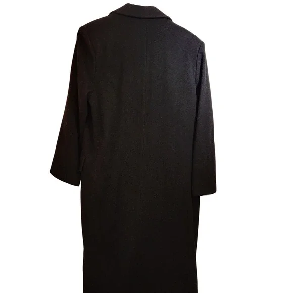 Good Work Clothes Black Double Breasted Wool Blend‎ Trench Coat Women's Size 12